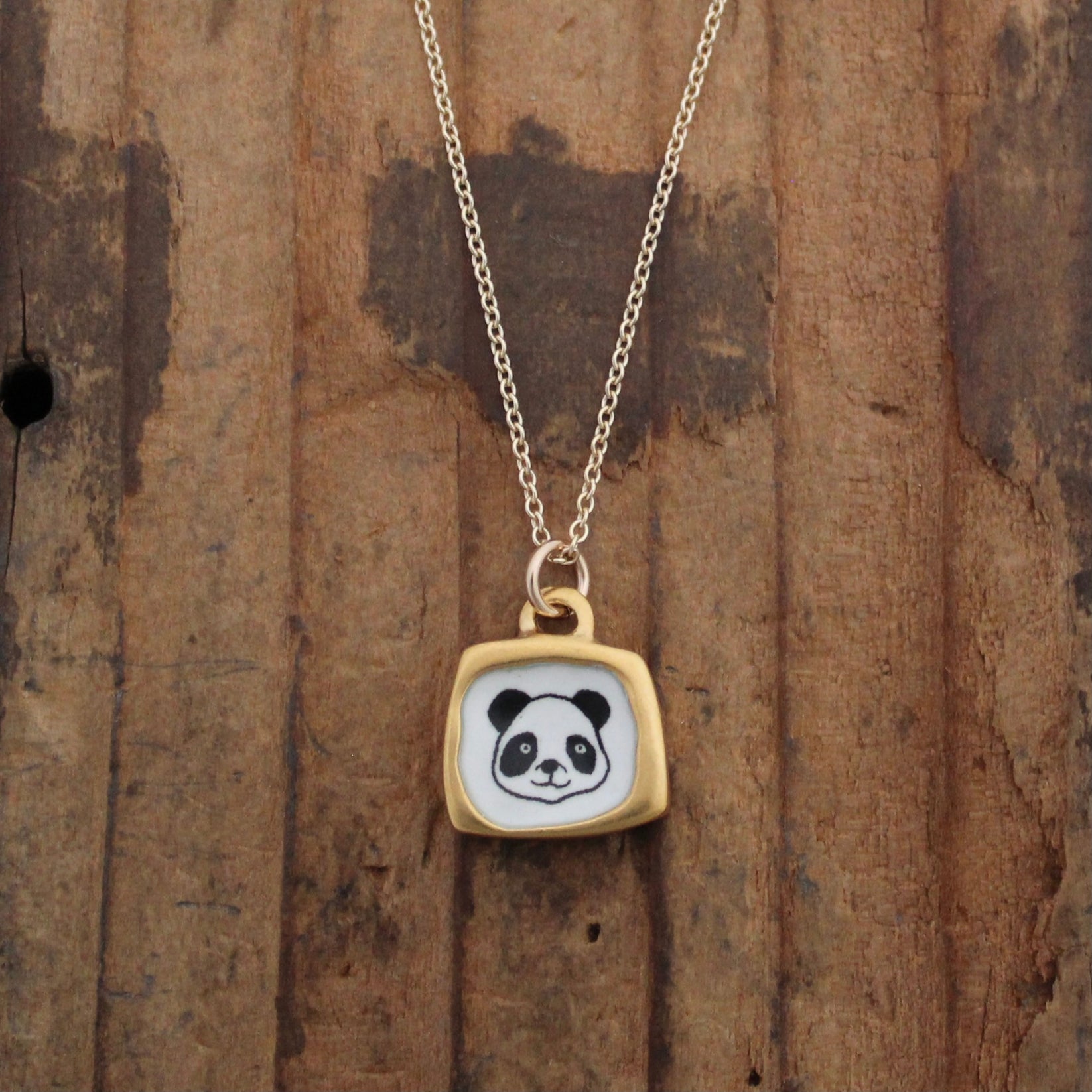 Tiny Gold Panda Necklace - Sterling Silver And Enamel Panda Pendant Di ...