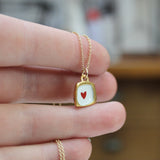 Tiny Gold heart Necklace - Sterling Silver And Enamel Heart Pendant Dipped In Gold - Heart Charm Jewelry