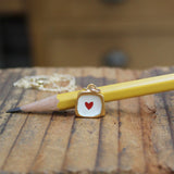 Tiny Gold heart Necklace - Sterling Silver And Enamel Heart Pendant Dipped In Gold - Heart Charm Jewelry