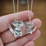 Sterling Silver Mother Daughter Raccoon Necklace Set