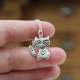 Sterling Silver Mother Daughter Raccoon Necklace Set