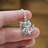 Sterling Silver Mother Daughter Raccoon Necklace Set