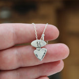 Sterling Silver Mother Daughter Astronaut Heart Necklaces