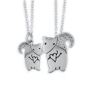 Sterling Silver Mother Daughter Squirrel Necklaces