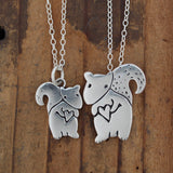 Sterling Silver Mother Daughter Squirrel Necklaces