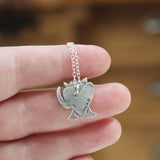 Sterling Silver Peek-a-Cat Necklace Charm on an Adjustable Sterling Chain