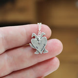 Sterling Silver Peek-a-Dog Charm Necklace on an Adjustable Sterling Chain