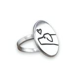 Oval Sterling Silver Love My Dog Ring