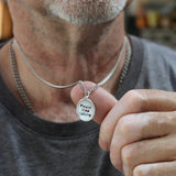 Mens Sterling Silver "Please Stop Talking" Pendant on 24" Stainless Steel Curb Chain - Introvert Jewelry