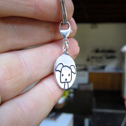 Sterling Silver Best Dog Ever Keychain