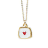 Tiny Gold heart Necklace - Sterling Silver And Enamel Heart Pendant Dipped In Gold - Heart Charm Jewelry