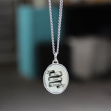 True Love Forever Pendant - Sterling Tattoo Style Banner Charm Necklace for Men on Stainless Steel Curb Chain