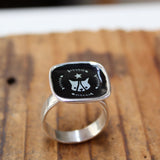 Alley Cat Ring - Feral Cat Ring - Sterling Silver Black and White Cat Statement Ring