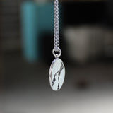 Mens Sterling Silver Wolf Charm Necklace on 24" Stainless Steel Curb Chain - Shooting Star