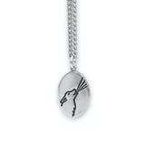 Mens Sterling Silver Wolf Charm Necklace on 24" Stainless Steel Curb Chain - Shooting Star