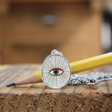 Mens Evil Eye Pendant on Stainless Steel Chain - Vitreous Enamel and Sterling Silver - Protection- Gift