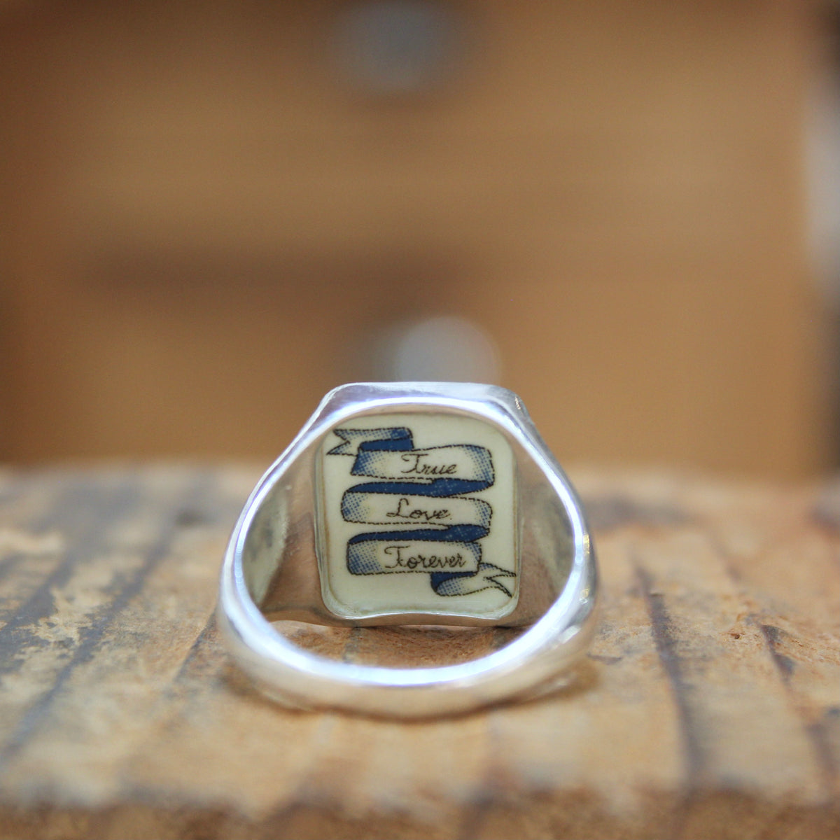 Mens Signet Ring with Two Stags -Bromance Ring -Vitreous Enamel and St ...