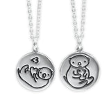 Round Sterling Silver Otter Charm Necklace on Adjustable Sterling Chain - Cut and Funny Texting Otter Medallion Charm