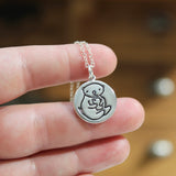 Round Sterling Silver Otter Charm Necklace on Adjustable Sterling Chain - Cut and Funny Texting Otter Medallion Charm