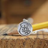 Round Sterling Silver Otter Charm Necklace on Adjustable Sterling Chain - Cut and Funny Texting Otter Medallion Charm