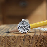 Round Sterling Silver Otter Charm Necklace on Adjustable Sterling Chain - Cut and Funny Texting Otter Medallion Charm