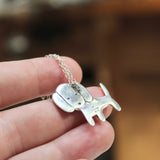 Sterling Silver Dog Charm Necklace - Floppy Eared Dog Pendant on Adjustable Sterling Chain