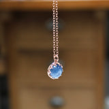 Prong Set Kyanite Necklace in Rose Gold Plated Setting on 16 18 or 20 Inch Rose Gold Filled Chain