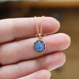 Prong Set Kyanite Necklace in Rose Gold Plated Setting on 16 18 or 20 Inch Rose Gold Filled Chain