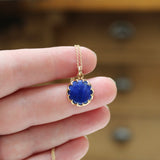 Prong Set Lapis Necklace in Gold Plated Setting on 16 18 or 20 Inch Gold Filled Chain