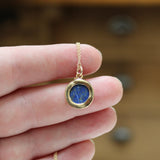 Prong Set Lapis Necklace in Gold Plated Setting on 16 18 or 20 Inch Gold Filled Chain