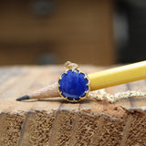 Prong Set Lapis Necklace in Gold Plated Setting on 16 18 or 20 Inch Gold Filled Chain