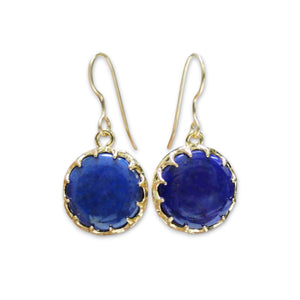 Lapis Earrings in Gold Plated Setting with Gold Filled Ear Wires - Blue Gemstone Dangles