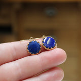 Lapis Earrings in Gold Plated Setting with Gold Filled Ear Wires - Blue Gemstone Dangles