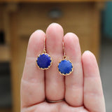 Lapis Earrings in Gold Plated Setting with Gold Filled Ear Wires - Blue Gemstone Dangles