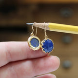 Lapis Earrings in Gold Plated Setting with Gold Filled Ear Wires - Blue Gemstone Dangles