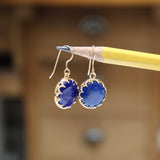 Lapis Earrings in Gold Plated Setting with Gold Filled Ear Wires - Blue Gemstone Dangles