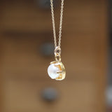 Tiny Pearl Necklace - Prong Set Pearl Pendant on 16 18 or 20 inch Gold Filled Chain - Minimal Pearl Charm