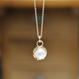 Tiny Pearl Necklace - Prong Set Pearl Pendant on 16 18 or 20 inch Gold Filled Chain - Minimal Pearl Charm