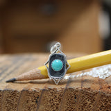 Turquoise Necklace in a Southwest Style Sterling Silver Setting - Blue Pendant for Her on Adjustable Chain