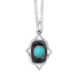 Turquoise Necklace in a Southwest Style Sterling Silver Setting - Blue Pendant for Her on Adjustable Chain