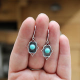 Southwest Style Turquoise Dangle Earrings - Blue Gemstone Earrings on Lever Back Ear Wires