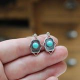 Southwest Style Turquoise Dangle Earrings - Blue Gemstone Earrings on Lever Back Ear Wires