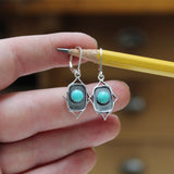 Southwest Style Turquoise Dangle Earrings - Blue Gemstone Earrings on Lever Back Ear Wires