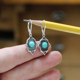 Southwest Style Turquoise Dangle Earrings - Blue Gemstone Earrings on Lever Back Ear Wires