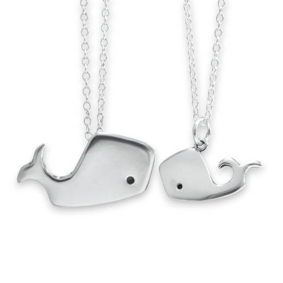 Sterling Silver Mother Daughter Whale Necklaces