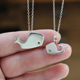 Sterling Silver Mother Daughter Whale Necklaces