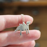 Sterling Silver Dinosaur Charm Necklace on Adjustable Sterling Chain