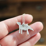 Sterling Silver Dinosaur Charm Necklace on Adjustable Sterling Chain