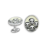 Sterling Silver and Enamel Skull Cufflinks for Men and Women