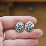 Sterling Silver and Enamel Skull Cufflinks for Men and Women